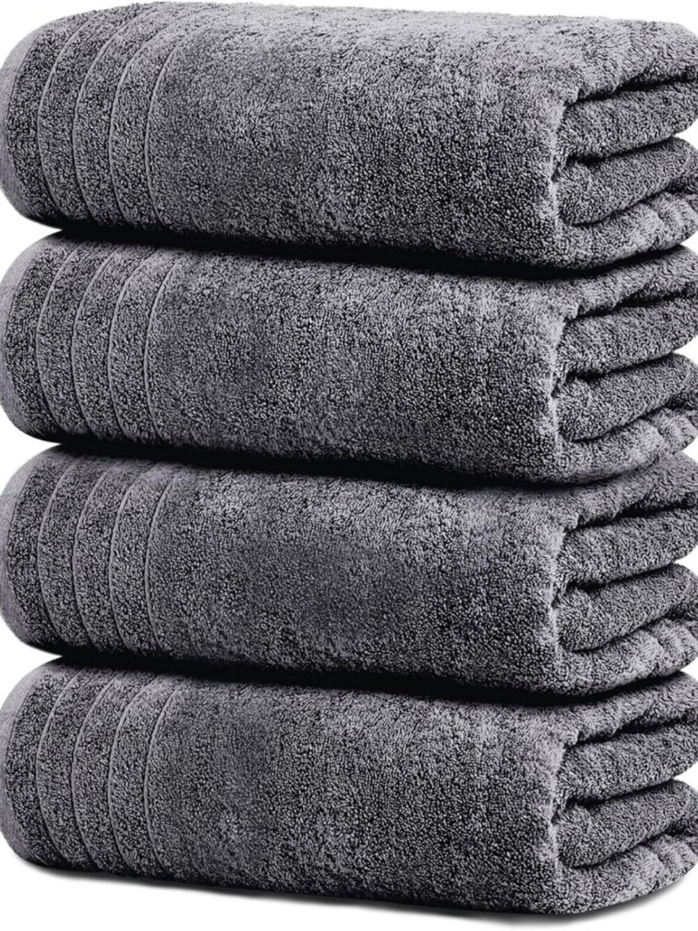 Extra Large Dark Grey Bath Towels Set - 100% Cotton, Soft, Quick-Dry, Absorbent